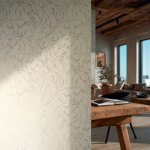 Non-woven wallpaper Floral Cream Beige Metallic 79004-1