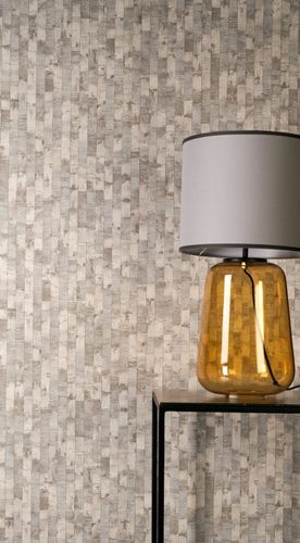 Non-woven wallpaper wood look panels grey cream 79008-1