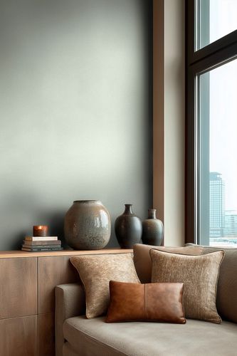 Non-woven wallpaper plain linen look light green 79010-1