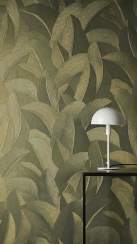 Non-woven wallpaper Tropical Green Gold Metallic 79039-4
