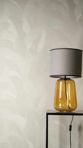 Non-woven wallpaper Tropical Grey White Metallic 79039-6