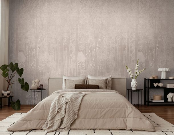 Floral photo wallpaper forest motif beige cream 79216-1