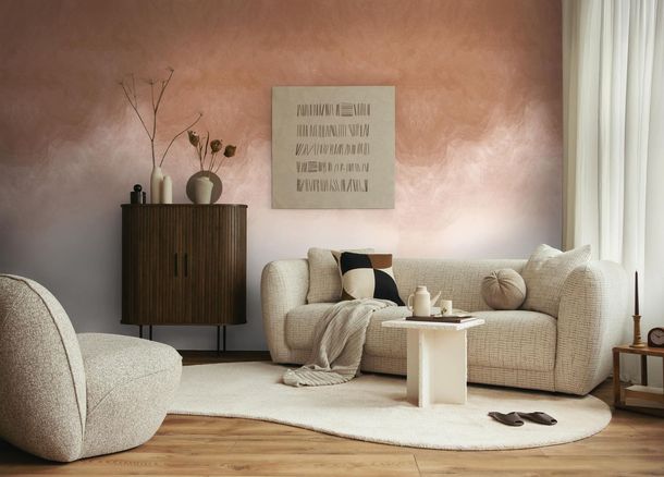 Fototapete Farbverlauf Nebel Creme Braun 79216-4 Raum