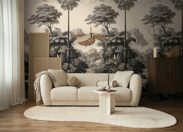 Photo wallpaper jungle motif beige cream black 79216-9