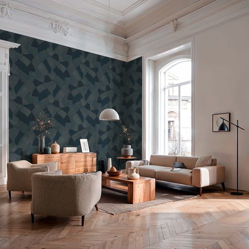 Vliestapete Grafik Muster Linien Dunkelblau Beige 79160-3 Zimmer