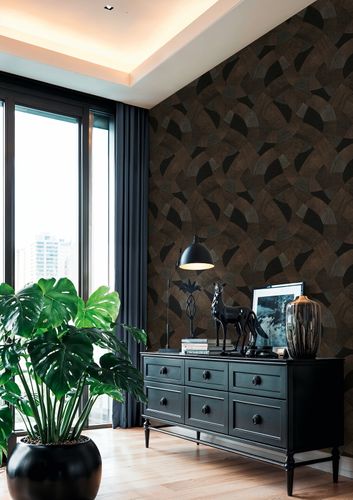 Vliestapete Grafik Muster Linien Schwarz Braun 79160-5 Zimmer