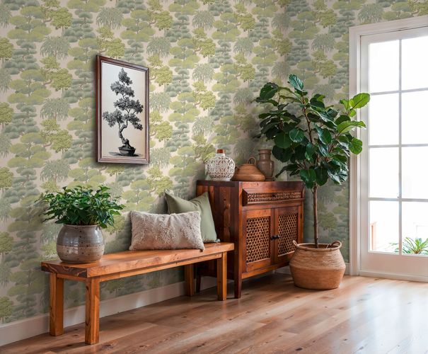 Vliestapete Dschungel Tropisch Creme Grün 79161-3 Zimmer