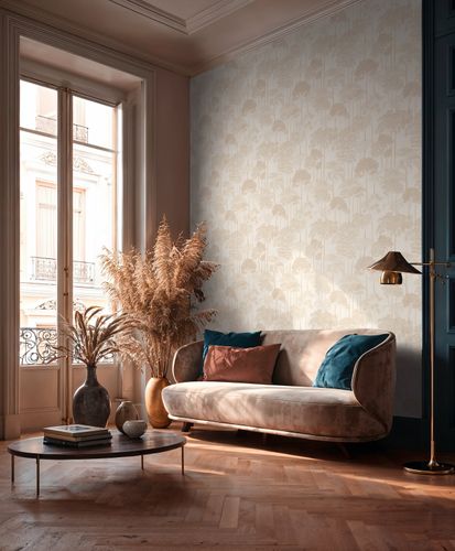 Vliestapete Palmen Dschungel Creme Beige Metallic 79162-1 Zimmer