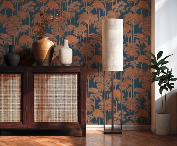 Non-woven wallpaper Jungle Blue Bronze Metallic 79162-4