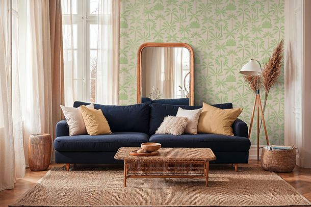 Vliestapete Blätter Palmen Beige Grün 79163-2 Zimmer