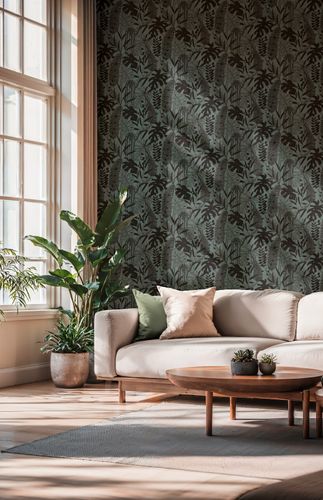 Vliestapete Blattmuster Grün Blau Schwarz 79164-4 Zimmer