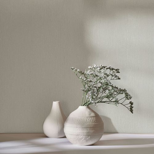 Vliestapete Einfarbig Struktur Creme Beige 35351 Raum