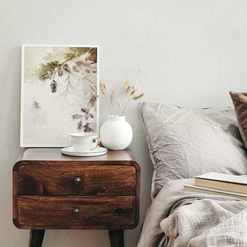 Vliestapete Einfarbig Struktur Creme Grau 35352 Raum