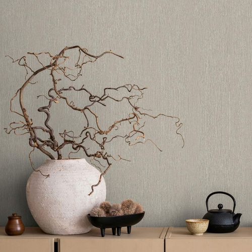 Non-woven wallpaper plain texture brown grey 35355