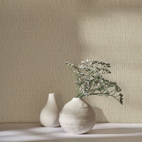 Non-woven wallpaper panels wood look beige cream 35364