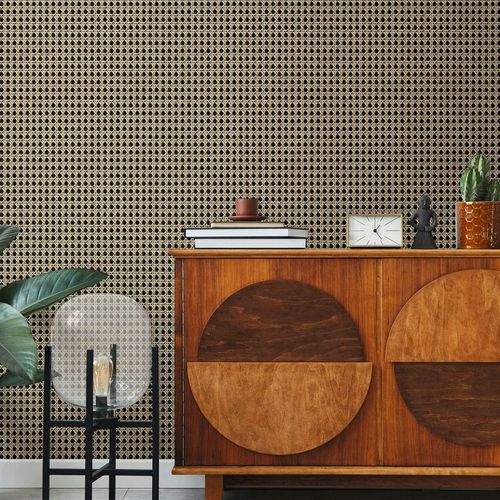 Vliestapete Rattan Holzoptik Geflecht Braun Beige 45751 Raum