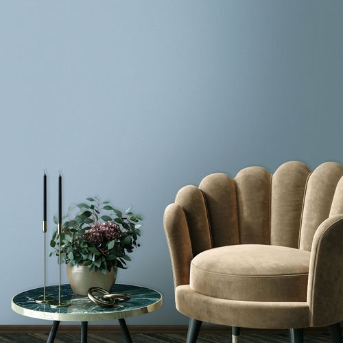 Non-woven wallpaper linen look plain modern blue 82489