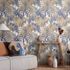 Non-woven Wallpaper Leaf Pattern Cream Brown Blue 10558-44 4