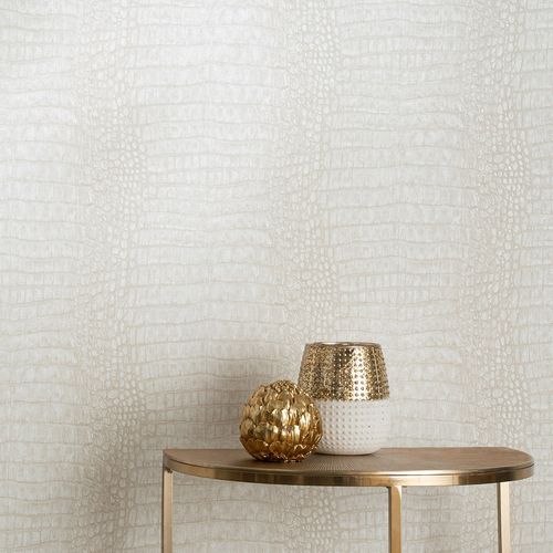 Non-woven Wallpaper Crocodile Cream Metallic 10560-02
