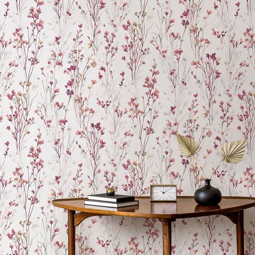 Vliestapete Blumen Aquarelloptik Creme Lila Orange 10561-22 Zimmer