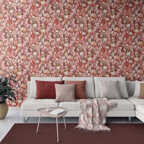 Vliestapete Abstrakt Floral Rot Rosa Braun 10586-06 Zimmer