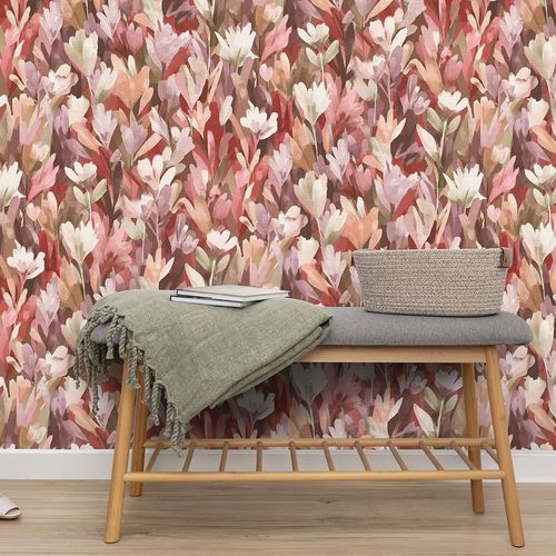 Vliestapete Abstrakt Floral Rot Rosa Braun 10586-06 Zimmer