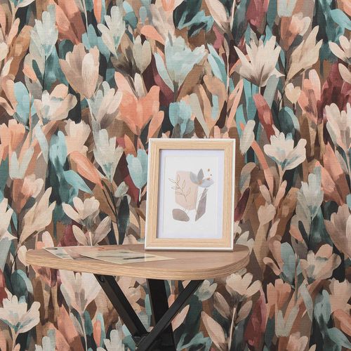 Vliestapete Abstrakt Floral Braun Blau Orange 10586-11 Zimmer