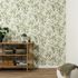 Vliestapete Blattmuster Creme Grün Glitzer 10587-07 2
