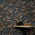 Vliestapete Blattmuster Anthrazit Braun Glitzer 10587-47 Zimmer 1