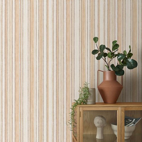Vliestapete Streifen Motiv Braun Beige Creme 10588-32 Zimmer