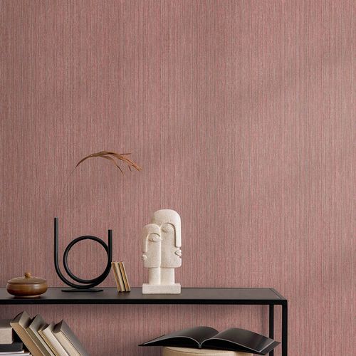 Vliestapete Uni Streifen Rot Silber Metallic 10590-06 Zimmer