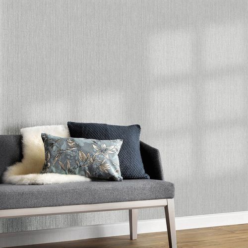 Vliestapete Uni Streifen Grau Beige Glitzer 10590-10 Zimmer