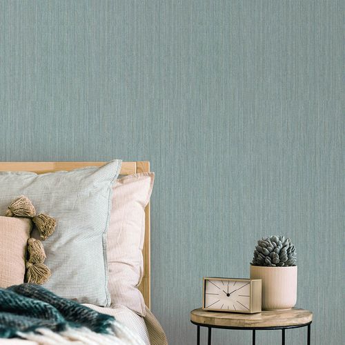 Vliestapete Uni Streifen Blau Silber Metallic 10590-19 Zimmer