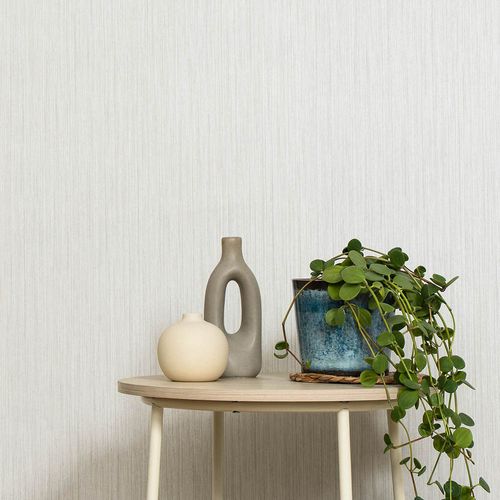 Vliestapete Uni Streifen Creme Taupe Glitzer 10590-38 Zimmer