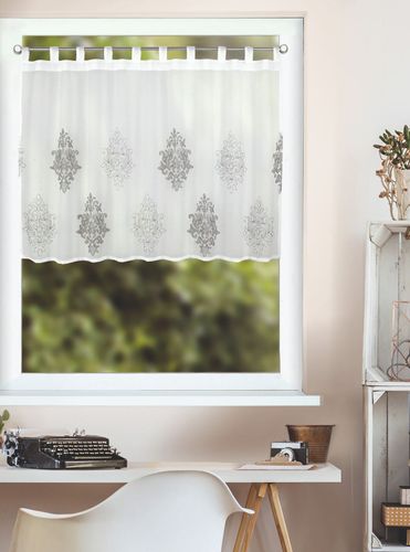 Gardine weiß-silber ornamente Estela 8319-06 Homing