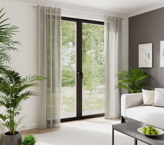 Schlaufenvorhang beige-silber Gelocht Neta 5679-04 Homing