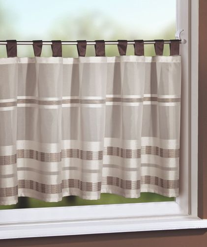 Gardine braun Streifen halbtransparent Vicky 8338-18 Homing