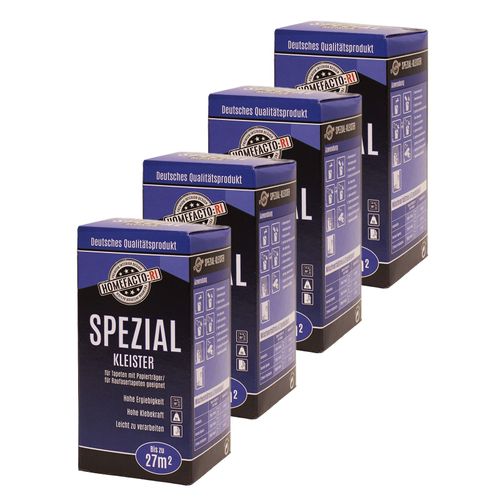 4x Spezial Kleister für Papier Vinyl Raufaser Tapeten 800g