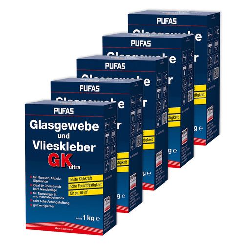 5x PUFAS Glasgewebe- und Vlieskleber GK ultra 1 Kg