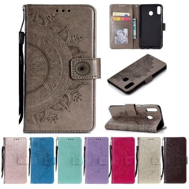 Huawei Y6p Handy Hülle Flip Case Cover Tasche Etui Handytasche Mandala
