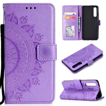 Huawei P30 Handy Hülle Flip Case Schutzhülle Tasche CoverMandala Lila
