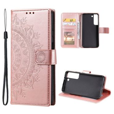 Hülle für Samsung Galaxy S22 5G Handyhülle Flip Case Cover Etui Mandala Rosegold