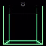 Collar AquaLighter LumiSet 5l mit LED Weissglas mit leuchtenden Kanten - Abdeckscheibe und Unterlegmatte - Ansicht im Dunkeln (Produktbild)