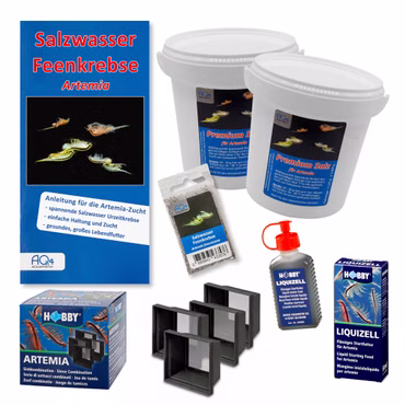 Artemia franciscana- Zucht Set (Maxi) - mehr als 1.000.000 Eier - mit 2 kg Premiumsalz Flüssigfutter Artemia Siebkombination und Anleitung Artemia franciscana- Zucht Set (Maxi) - mehr als 1.000.000 Eier - mit 2 kg Premiumsalz Flüssigfutter Artemia Siebkombination und Anleitung (Produktbild)