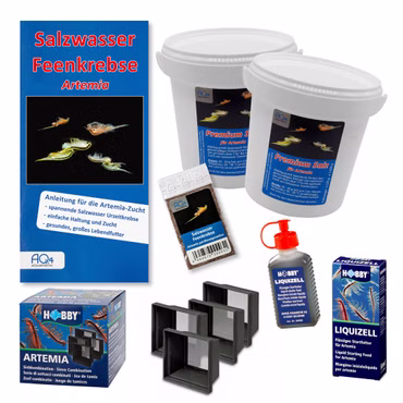 Artemia franciscana- Zucht Set (Maxi) - mehr als 1.000.000 Eier - mit 2 kg Premiumsalz Flüssigfutter Artemia Siebkombination und Anleitung Artemia franciscana- Zucht Set (Maxi) - mehr als 1.000.000 Eier - mit 2 kg Premiumsalz Flüssigfutter Artemia Siebkombination und Anleitung (Produktbild)