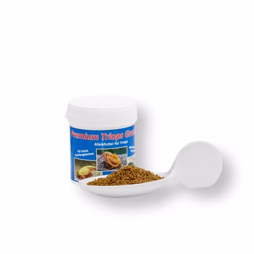 Premium Triops Granulat Alleinfutter - Dose 40g mit Löffel (Produktbild) Premium Triops Granulat Alleinfutter - Dose 40g mit Löffel (Produktbild)
