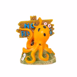 Aquarium Deko Krakenfigur, Tintenfisch mit No Fishing Schild, Octopus orange Frontansicht Aquarium Deko Krakenfigur, Tintenfisch mit No Fishing Schild, Octopus orange Frontansicht (Produktbild)