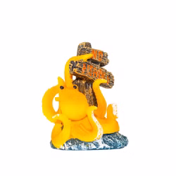 Aquarium Deko Krake gelb Seitenansicht, Tintenfisch mit No Fishing Schild, Octopus Aquarium Deko Krake gelb Seitenansicht, Tintenfisch mit No Fishing Schild, Octopus (Produktbild)