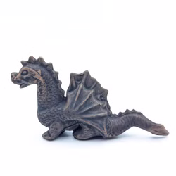 Drachen Figur aus Ton Drache stehend braun Seite Drachen Figur aus Ton Drache stehend braun Seite (Produktbild)