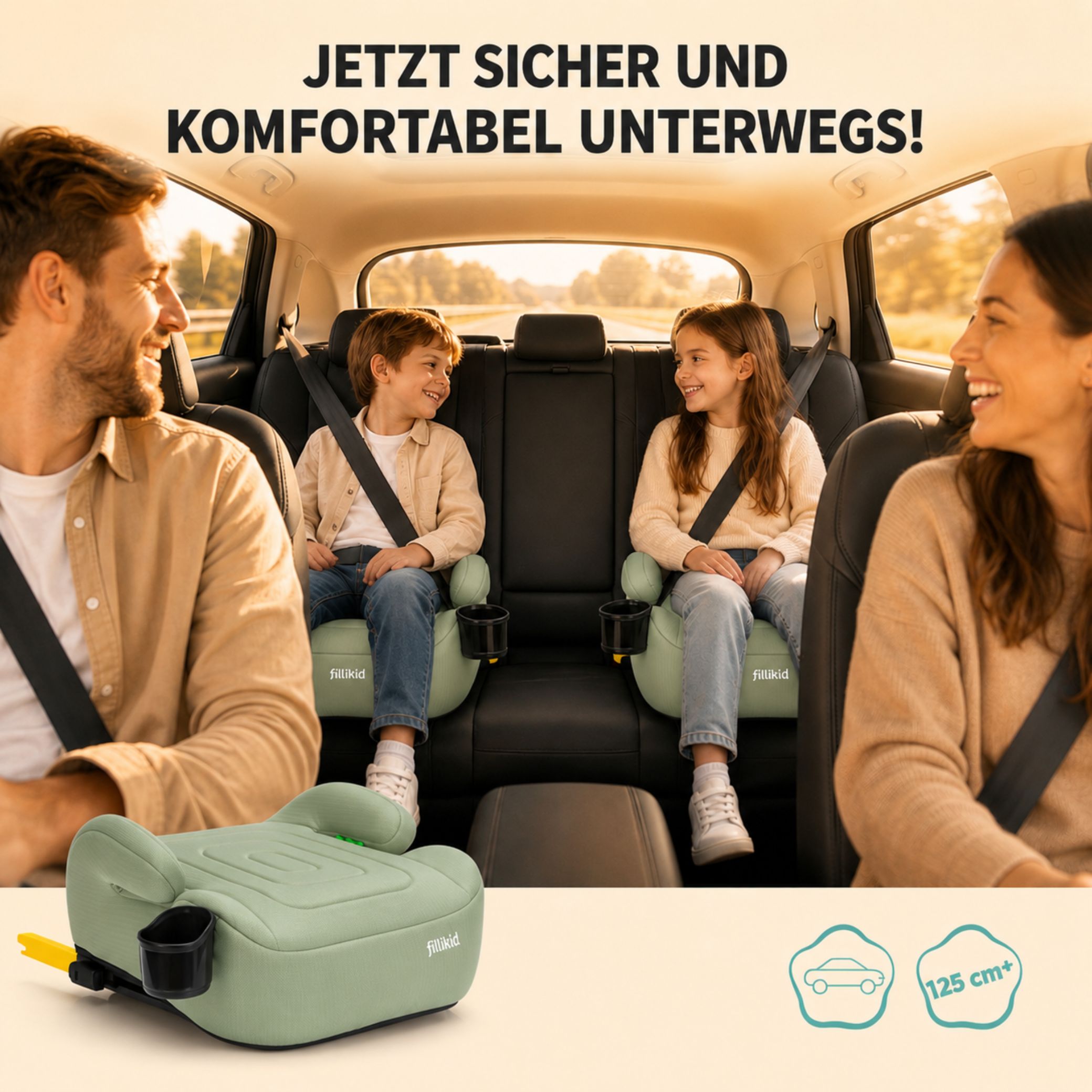 Fillikid Sitzerhöhung mit verlängerbarer Isofix i-size Exklusiv